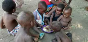 Group of Malawi Children eating together
